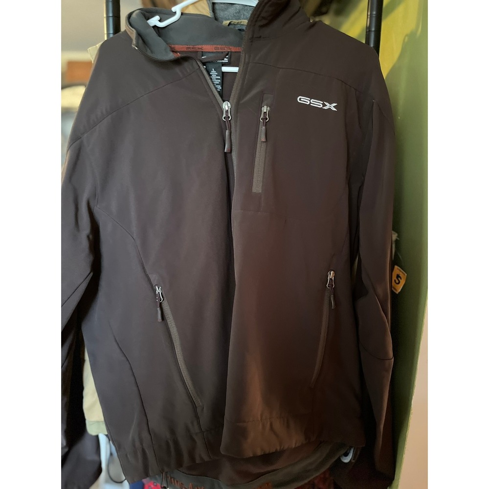 GSX Guide Series Extreme Jacket Mens L Brown‎ Full Zip Softshell Lightweight